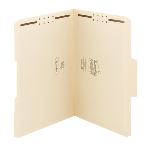 Smead SuperTab® Fastener File Folder, 2 Fasteners, Oversized 1/3-Cut Tab, Legal Size, Manila, 50 per Box (19535)