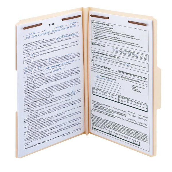 Smead Fastener File Folder, 2 Fasteners, Reinforced 1/3-Cut Tab, 1-1/2" Expansion, Legal Size, Manila, 50 per Box (19595)