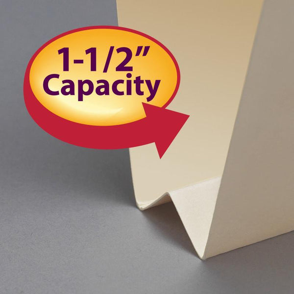 Smead Fastener File Folder, 2 Fasteners, Reinforced 1/3-Cut Tab, 1-1/2" Expansion, Legal Size, Manila, 50 per Box (19595)