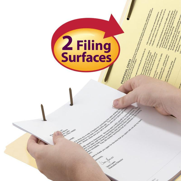 Smead Fastener File Folder, 2 Fasteners, Reinforced 1/3-Cut Tab, 1-1/2" Expansion, Legal Size, Manila, 50 per Box (19595)