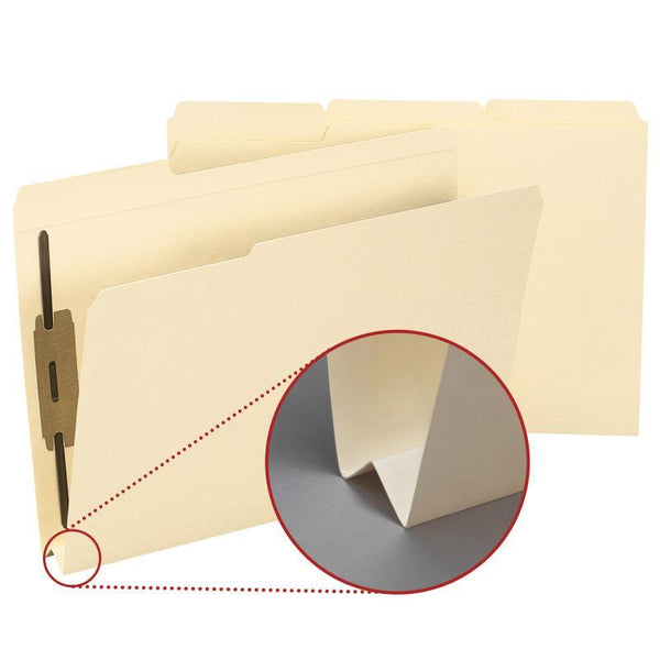 Smead Fastener File Folder, 2 Fasteners, Reinforced 1/3-Cut Tab, 1-1/2" Expansion, Legal Size, Manila, 50 per Box (19595)