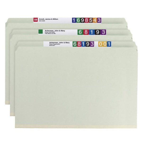 Smead Pressboard File Folder with SafeSHIELD® Fasteners, 2 Fasteners, Straight-Cut Tab, 2" Expansion, Legal Size, Gray/Green, 25 per Box (19910)