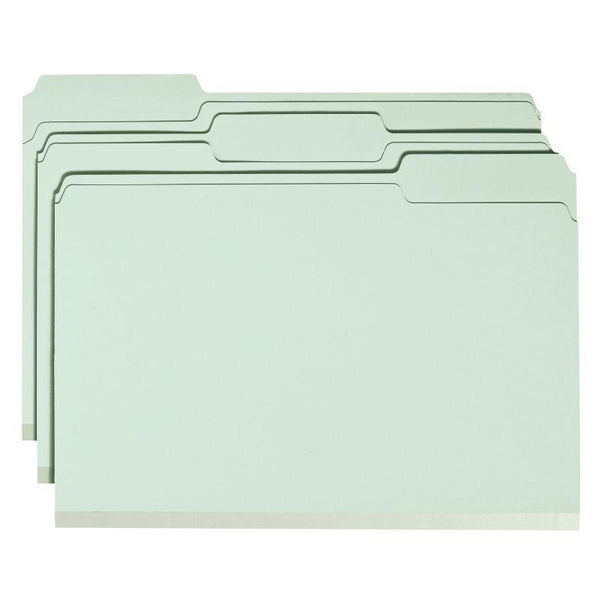 Smead Pressboard File Folder with SafeSHIELD® Fasteners, 2 Fasteners, 1/3-Cut Tab, 1" Expansion, Legal Size, Gray/Green, 25 per Box (19931)