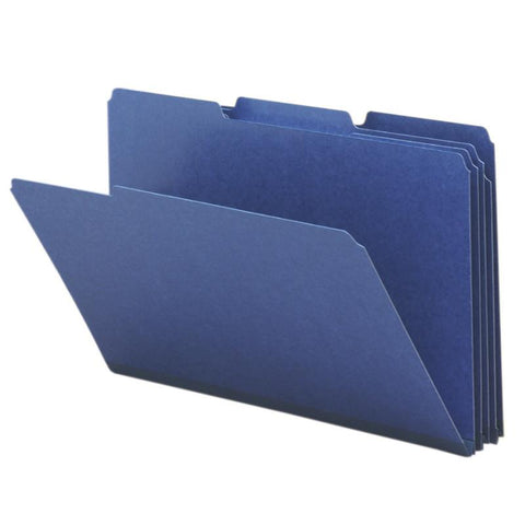 Smead Pressboard File Folder, 1/3-Cut Tab, 1" Expansion, Legal Size, Dark Blue, 25 per Box (22541)