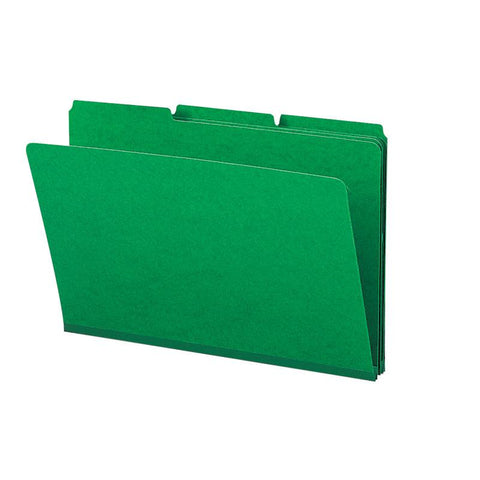 Smead Pressboard File Folder, 1/3-Cut Tab, 1" Expansion, Legal Size, Green, 25 per Box (22546)