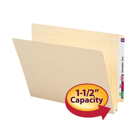 Smead End Tab File Folder, Reinforced Straight-Cut Tab, 1-1/2" Expansion, Letter Size, Manila, 50 per Box (24275)