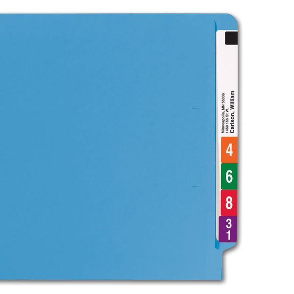 Smead Colored End Tab File Folder, Shelf-Master® Reinforced Straight-Cut Tab, Letter Size, Blue, 100 per Box (25010)