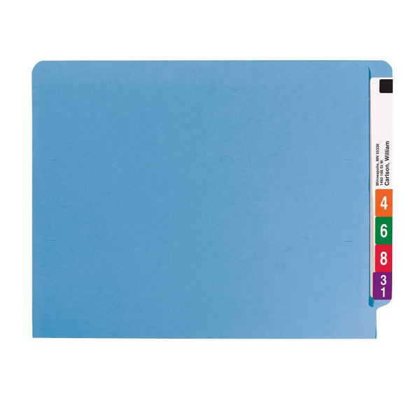 Smead End Tab Fastener File Folder, Shelf-Master® Reinforced Straight-Cut Tab, 2 Fasteners, Letter Size, Blue, 50 per Box (25040)
