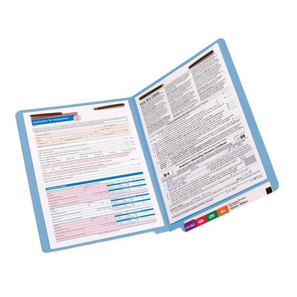 Smead End Tab Fastener File Folder, Shelf-Master® Reinforced Straight-Cut Tab, 2 Fasteners, Letter Size, Blue, 50 per Box (25040)