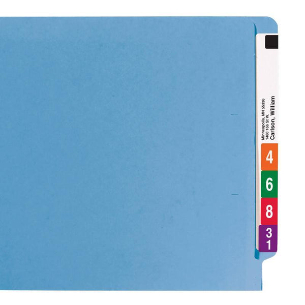 Smead End Tab Fastener File Folder, Shelf-Master® Reinforced Straight-Cut Tab, 2 Fasteners, Letter Size, Blue, 50 per Box (25040)