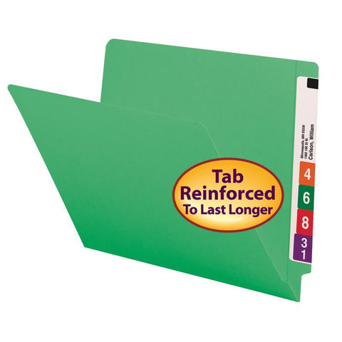 Smead Colored End Tab File Folder, Shelf-Master® Reinforced Straight-Cut Tab, Letter Size, Green, 100 per Box (25110)