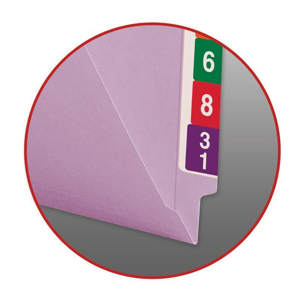 Smead Colored End Tab File Folder, Shelf-Master® Reinforced Straight-Cut Tab, Letter Size, Lavender, 100 per Box (25410)