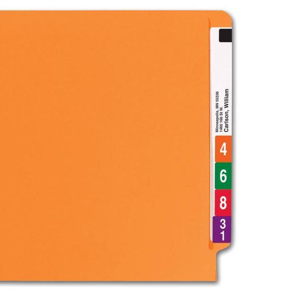 Smead Colored End Tab File Folder, Shelf-Master® Reinforced Straight-Cut Tab, Letter Size, Orange, 100 per Box (25510)