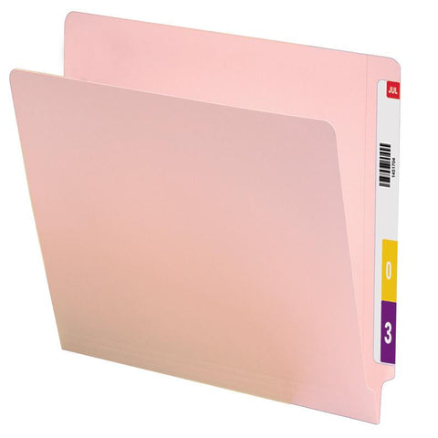 Smead Colored End Tab File Folder, Shelf-Master® Reinforced Straight-Cut Tab, Letter Size, Pink, 100 per Box (25610)