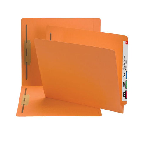 Smead End Tab Fastener File Folder, Shelf-Master® Reinforced Straight-Cut Tab, 2 Fasteners, Letter Size, Orange, 50 per Box (25640)