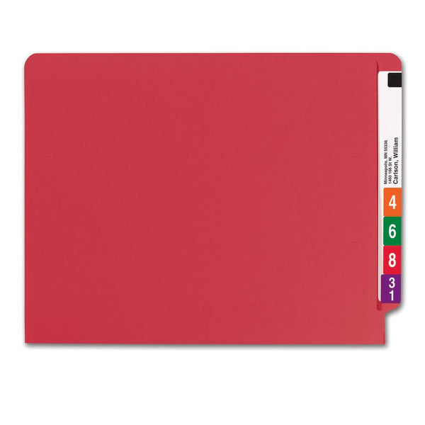 Smead Colored End Tab File Folder, Shelf-Master® Reinforced Straight-Cut Tab, Letter Size, Red, 100 per Box (25710)