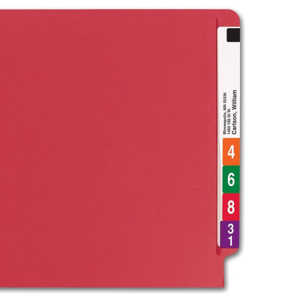 Smead Colored End Tab File Folder, Shelf-Master® Reinforced Straight-Cut Tab, Letter Size, Red, 100 per Box (25710)