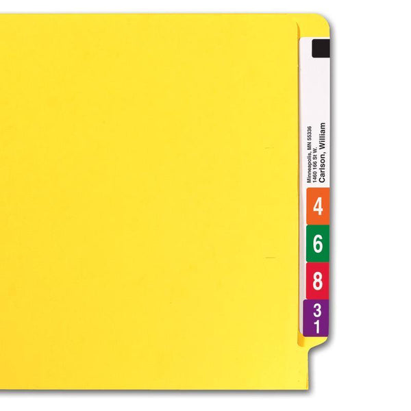 Smead Colored End Tab File Folder, Shelf-Master® Reinforced Straight-Cut Tab, Letter Size, Yellow, 100 per Box (25910)