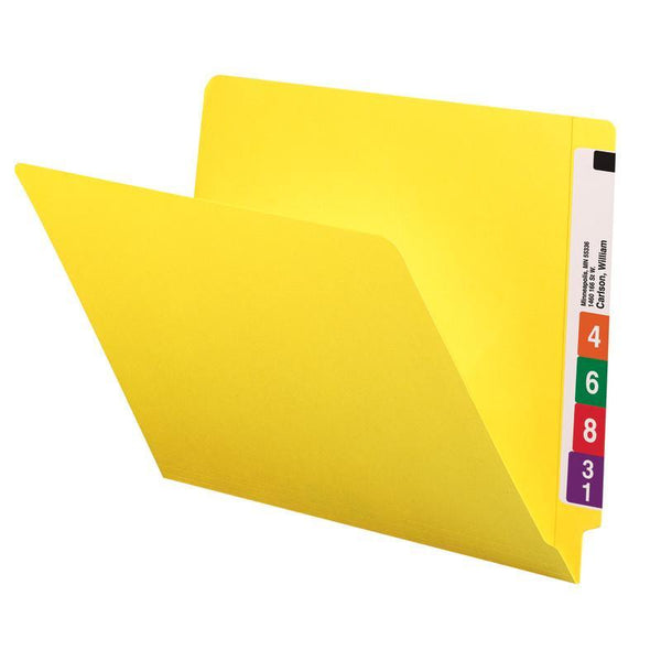 Smead Colored End Tab File Folder, Shelf-Master® Reinforced Straight-Cut Tab, Letter Size, Yellow, 100 per Box (25910)