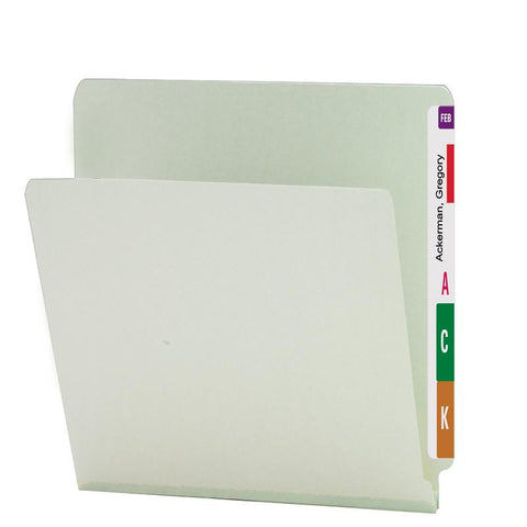 Smead End Tab Pressboard File Folder, Straight-Cut Tab, 1" Expansion, Letter Size, Gray/Green, 25 per Box (26200)