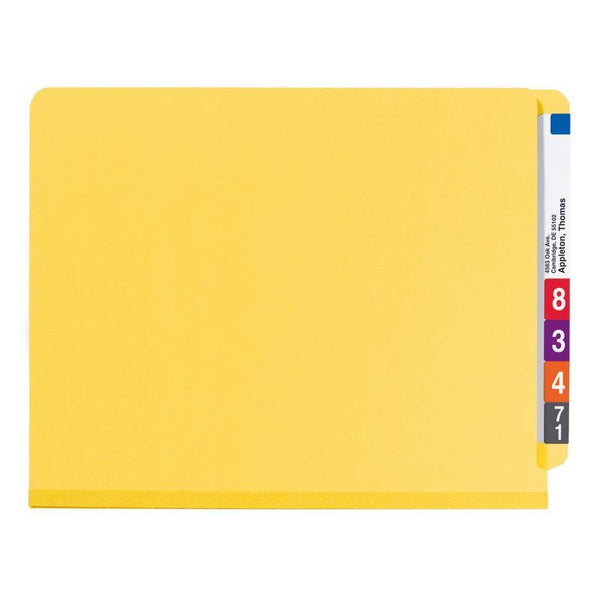 Smead End Tab Pressboard Classification Folder with SafeSHIELD® Fasteners, 2 Dividers, Yellow, 10 per Box  (26789)