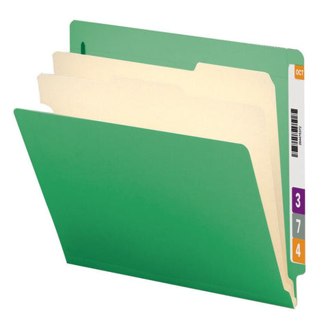 Smead End Tab Classification File Folder, 2 Divider, 2" Expansion, Letter Size, Green, 10 per Box (26837)