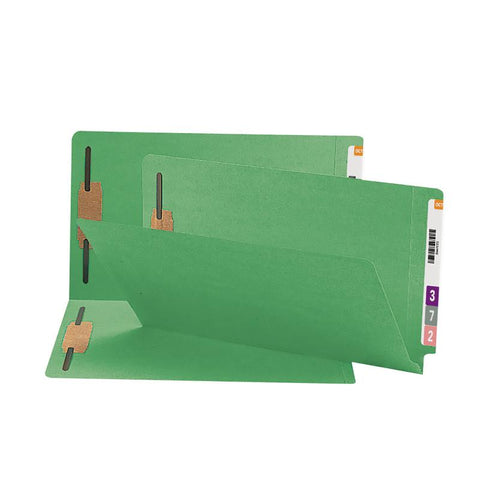 Smead End Tab Fastener File Folder, Shelf-Master® Reinforced Straight-Cut Tab, 2 Fasteners, Legal Size, Green, 50 per Box (28140)