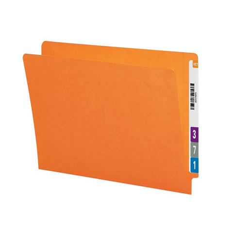 Smead Colored End Tab File Folder, Shelf-Master® Reinforced Straight-Cut Tab, Legal Size, Orange, 100 per Box (28510)