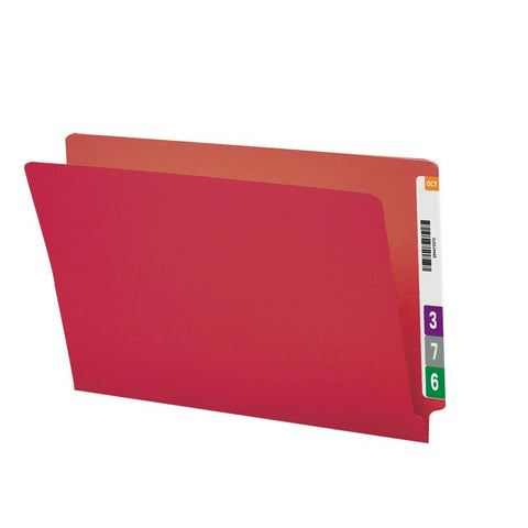 Smead Colored End Tab File Folder, Shelf-Master® Reinforced Straight-Cut Tab, Legal Size, Red, 100 per Box (28710)