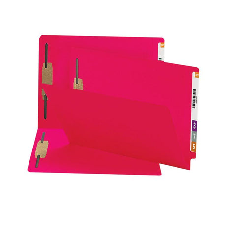 Smead End Tab Fastener File Folder, Shelf-Master® Reinforced Straight-Cut Tab, 2 Fasteners, Legal Size, Red, 50 per Box (28740)