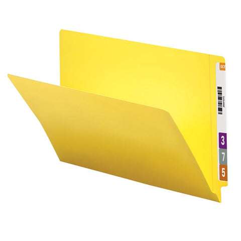 Smead Colored End Tab File Folder, Shelf-Master® Reinforced Straight-Cut Tab, Legal Size, Yellow, 100 per Box (28910)