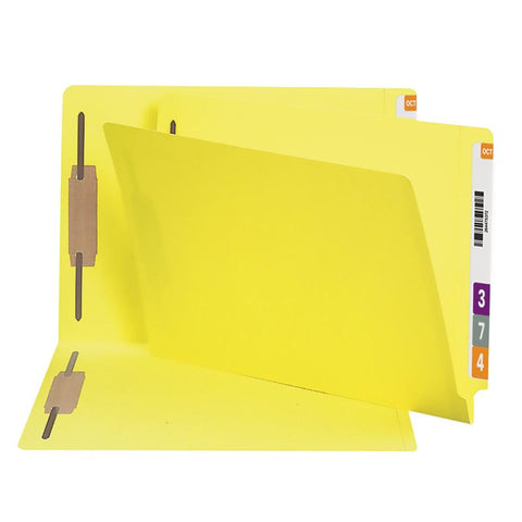 Smead End Tab Fastener File Folder, Shelf-Master® Reinforced Straight-Cut Tab, 2 Fasteners, Legal Size, Yellow, 50 per Box (28940)
