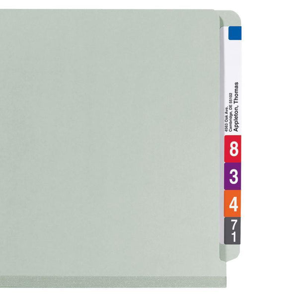 Smead End Tab Pressboard Classification Folder with SafeSHIELD® Fasteners, 2 Divider, Legal, Gray/Green (29810)