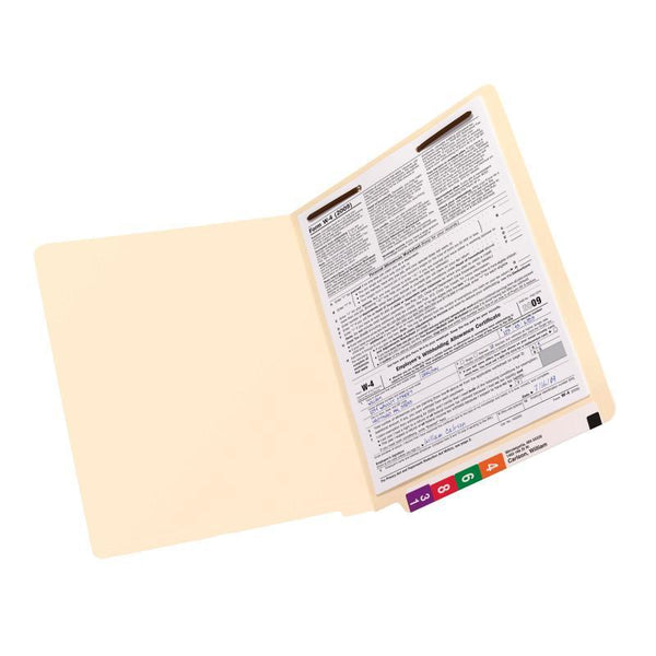 Smead End Tab Fastener File Folder, Shelf-Master® Reinforced Straight-Cut Tab, 1 Fastener, Letter Size, Manila, 50 per Box (34110)