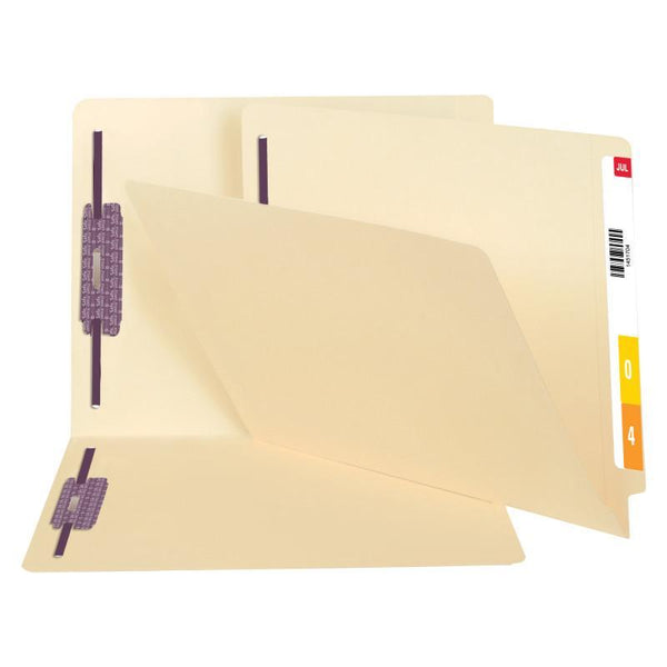 Smead End Tab File Folder with SafeSHIELD® Fasteners, Reinforced Straight-Cut Tab, 2 Fasteners, Letter Size, Manila, 50 per box (34117)