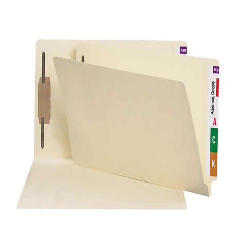 Smead End Tab Fastener File Folder, Shelf-Master® Reinforced Straight-Cut Tab, 1 Fastener, Letter Size, Manila, 50  per Box (34210)