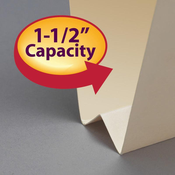 Smead End Tab Fastener File Folder, Shelf-Master® Reinforced Straight-Cut Tab, 2 Fasteners, Letter Size, Manila, 50 per Box (34276)