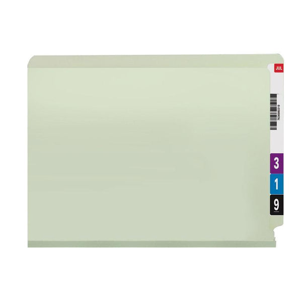 Smead End Tab Pressboard Fastener Folder with SafeSHIELD® Fastener, 2 Fasteners, Letter, Gray/Green (34705)