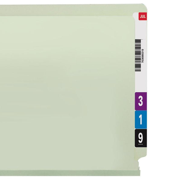 Smead End Tab Pressboard Fastener Folder with SafeSHIELD® Fastener, 2 Fasteners, Letter, Gray/Green (34705)