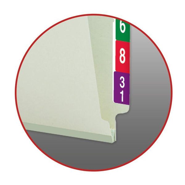 Smead End Tab Pressboard Fastener Folder with SafeSHIELD® Fastener, 2 Fasteners, Legal, Gray/Green, 25 per box (37705)