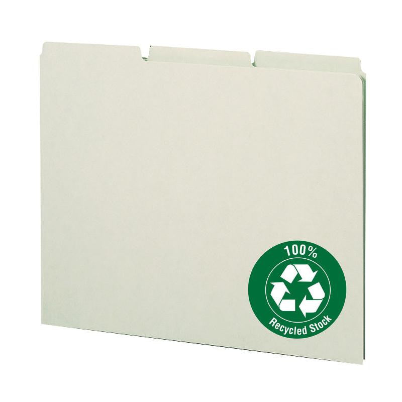 Smead Pressboard Guides, Plain 1/3-Cut Tab (Blank), Letter Size, Gray/Green, 100 per Box (50334)