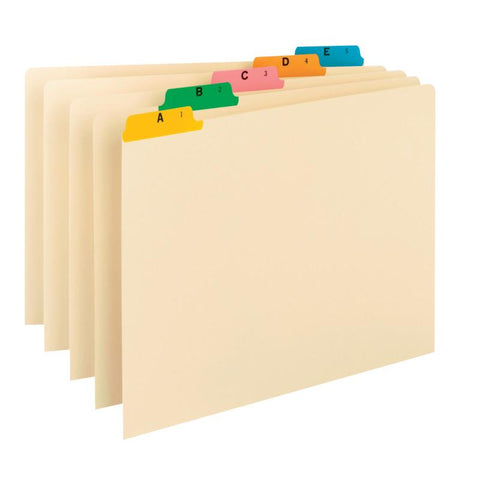 Smead Guides, Multi-Colored Fused Poly 1/5-Cut Tab (A-Z), Legal Size, Manila, 25 per Set (52180)