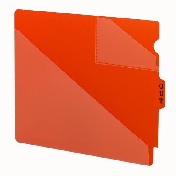 Smead End Tab Poly Out Guide, Two-Pocket Style, Center Position Tab, Extra Wide Letter Size, Red, 50 per Box (61960)