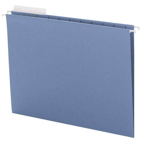 Smead Hanging File Folder with Tab, 1/3-Cut Adjustable Tab, Letter Size, Blue, 25 per Box  (64021)