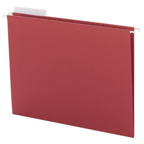 Smead Hanging File Folder with Tab, 1/3-Cut Adjustable Tab, Letter Size, Red, 25 per Box (64024)