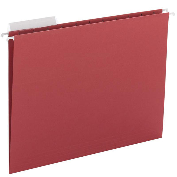 Smead Hanging File Folder with Tab, 1/3-Cut Adjustable Tab, Letter Size, Red, 25 per Box (64024)