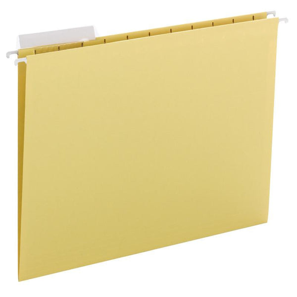 Smead Hanging File Folder with Tab, 1/3-Cut Adjustable Tab, Letter Size, Yellow, 25 per Box  (64025)