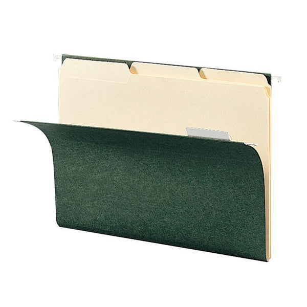 Smead Hanging File Folder with Tab, 1/3-Cut Adjustable Tab, Letter Size, Standard Green,  25 per Box (64035)
