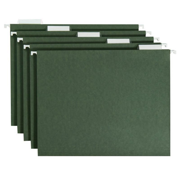 Smead Hanging File Folder with Tab, 1/5-Cut Adjustable Tab, Letter Size, Standard Green, 25 per Box (64055)