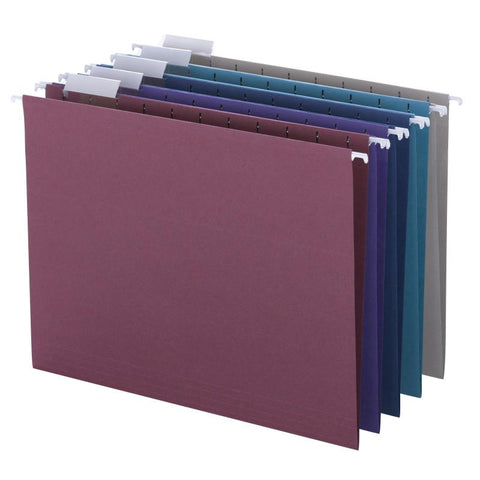 Smead Hanging File Folder with Tab, 1/5-Cut Adjustable Tab, Letter Size, Assorted Colors, 25 per Box (64056)